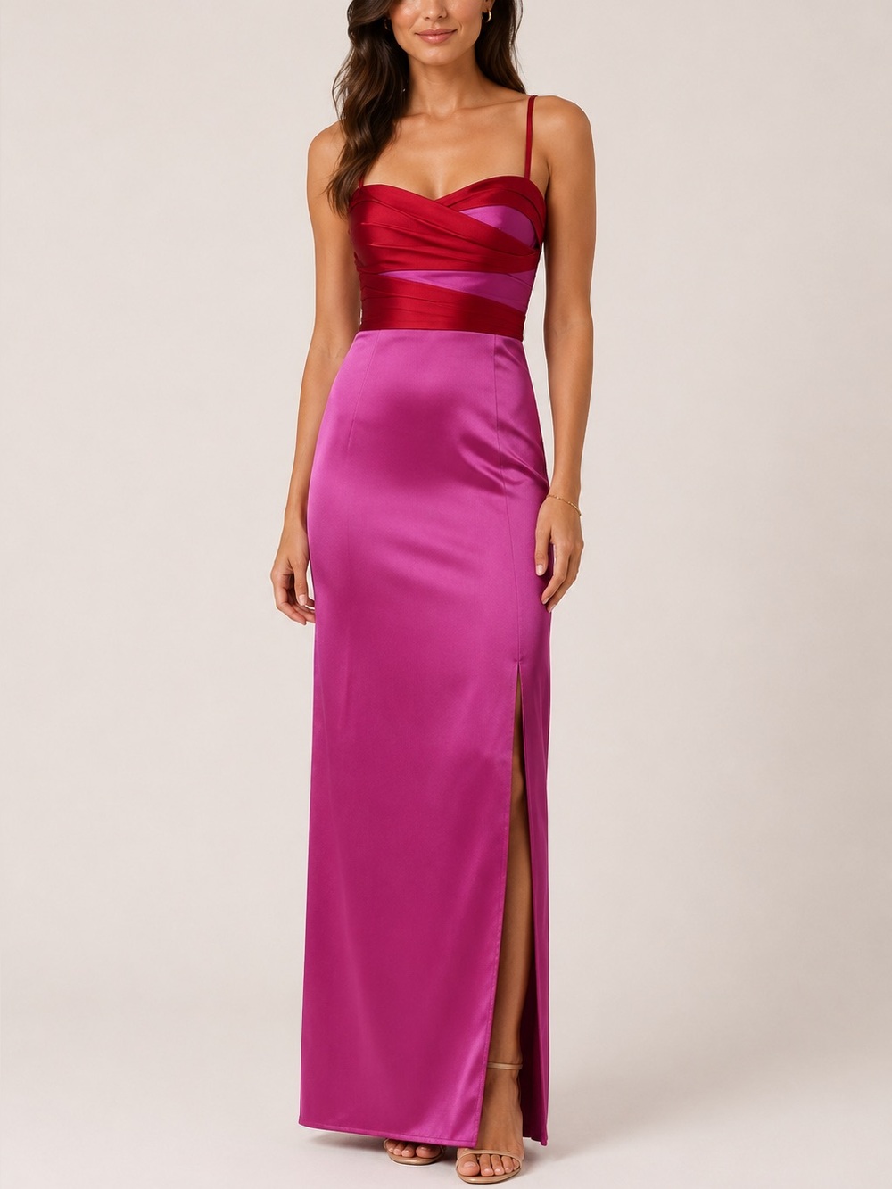 Marchesa Notte Colorblock Mikado Gown